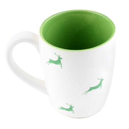Green Running Deer Decorative Handcraft Ceramic Coffee Mug